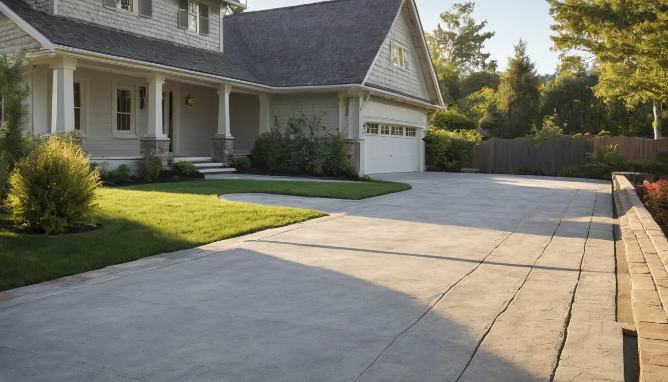 A freshly poured concrete driveway beside a colonial home in Erlanger